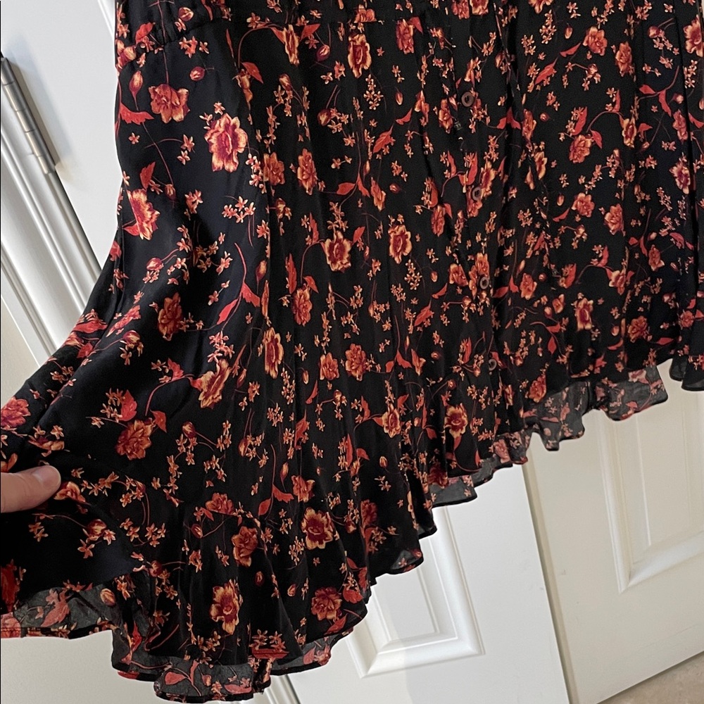 Free People Black and Orange Floral Button-Up Dress - Picture 5 of 10